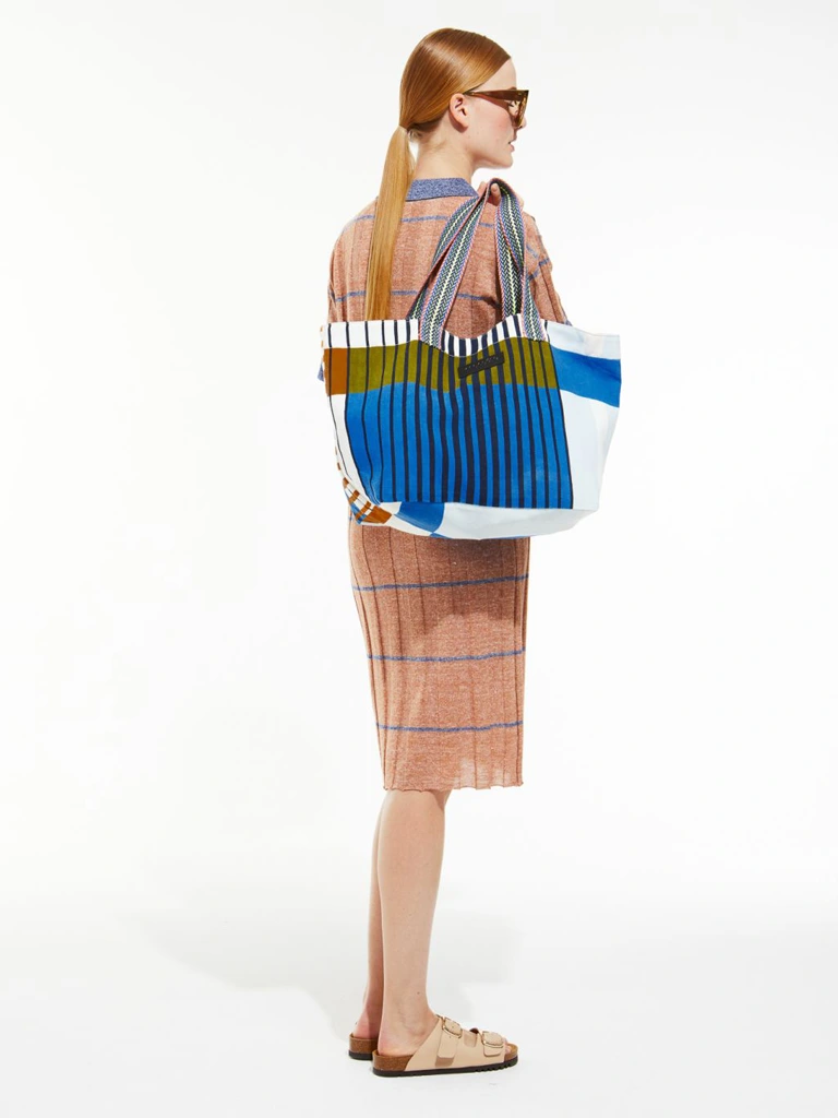 Blue leather handbag product photo