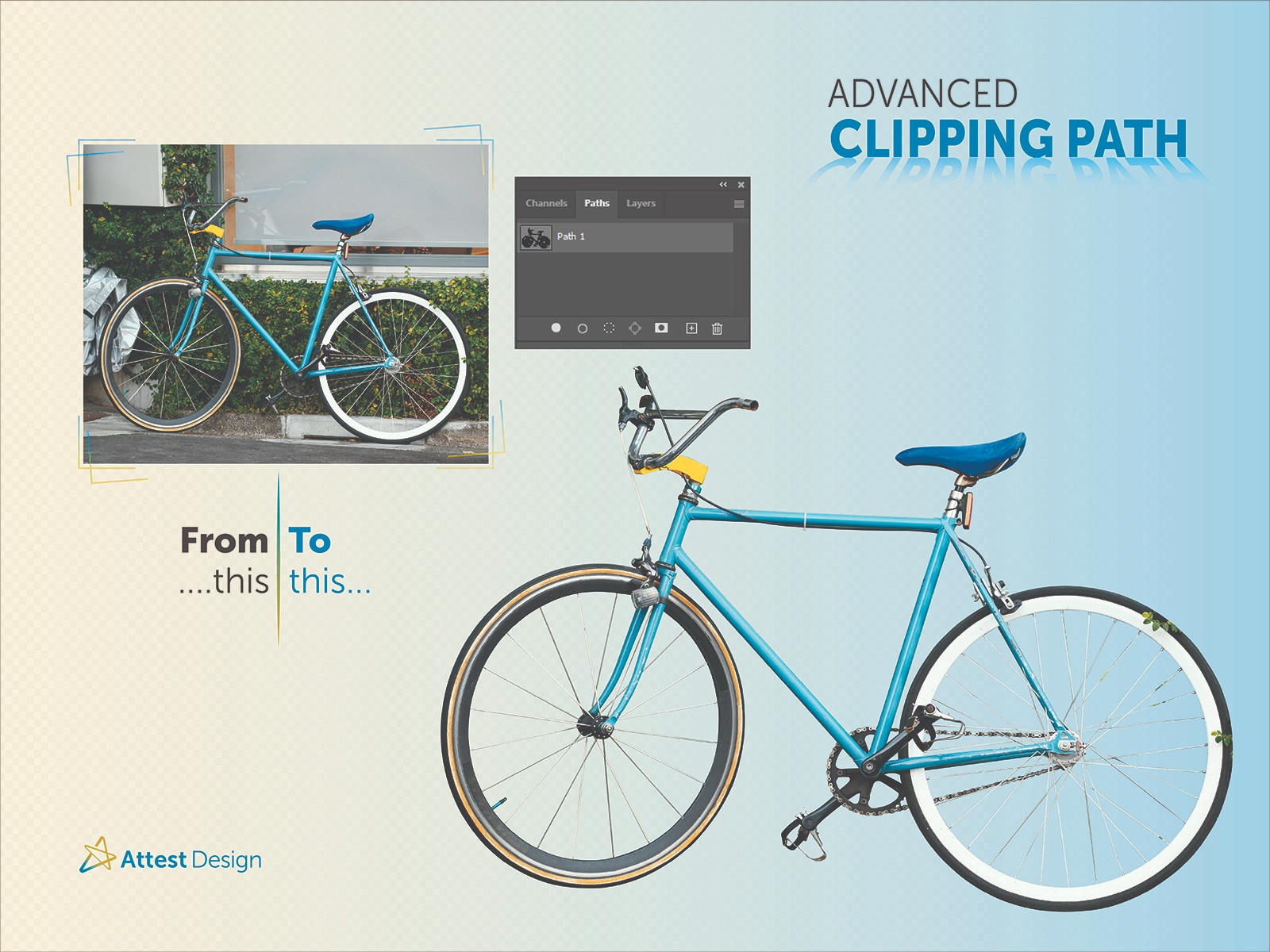 Advanced clipping path service example showing precise object isolation and background removal