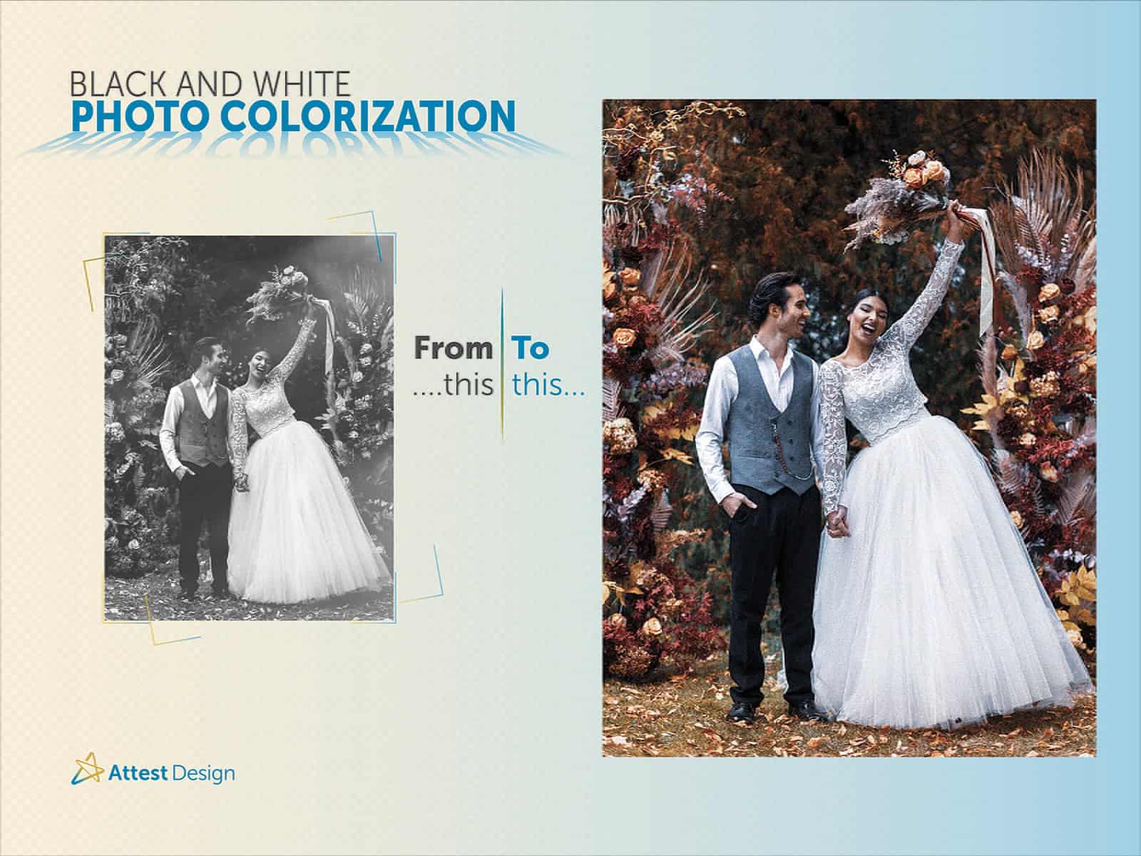 Black and white photo colorization service example demonstrating professional colorization techniques