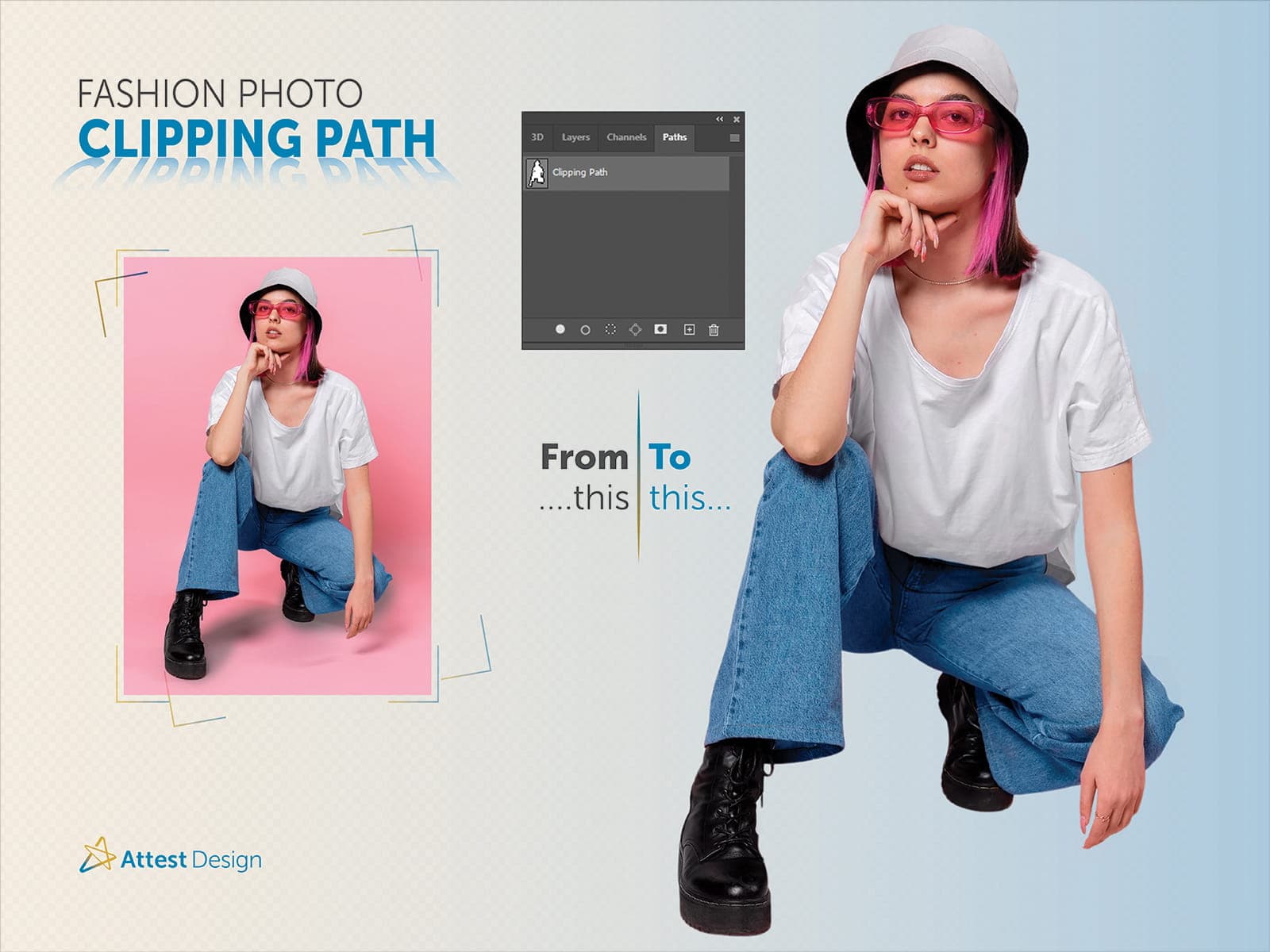Fashion photo clipping path service example demonstrating professional clipping path techniques