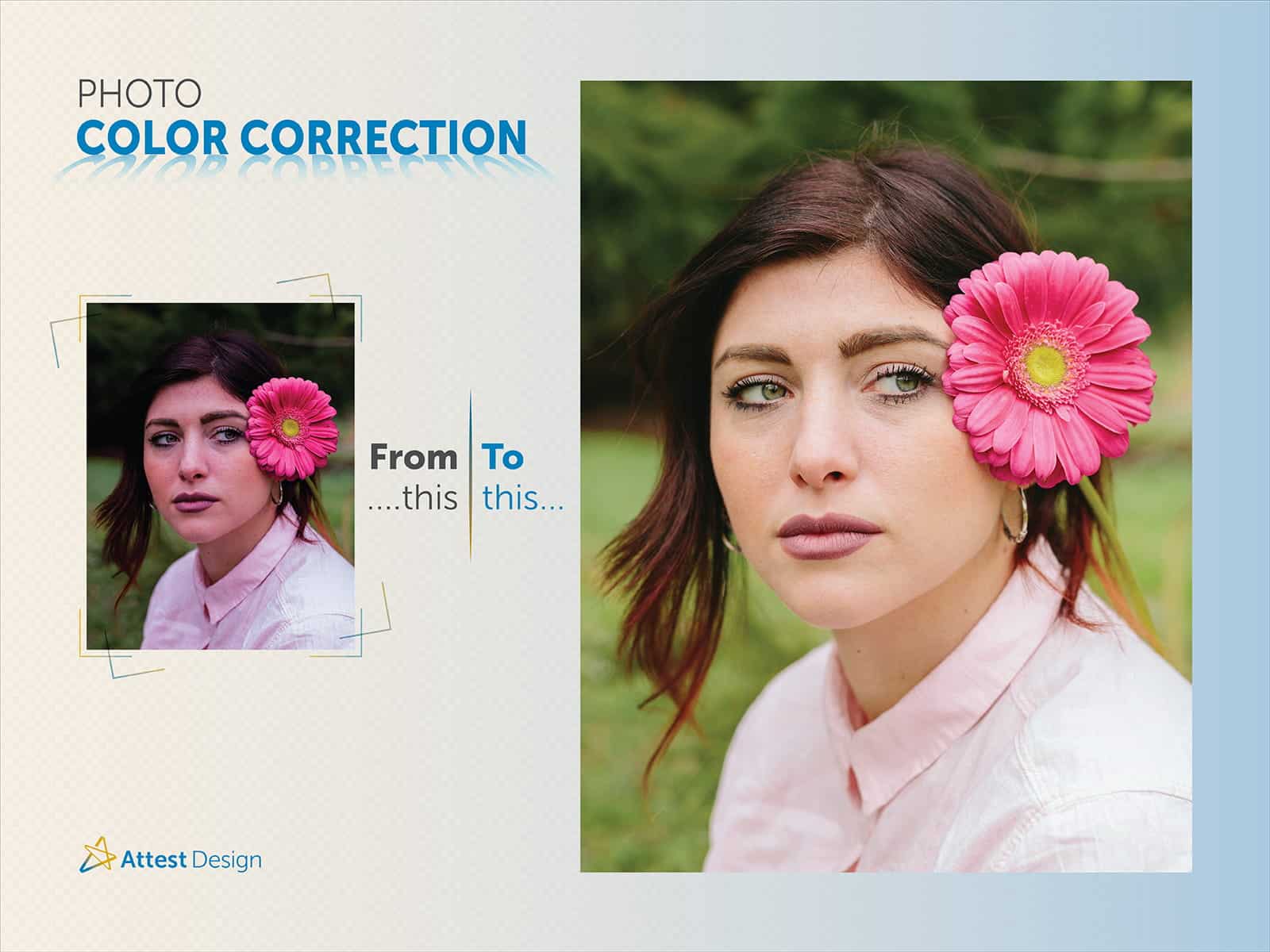 Photo color correction service example demonstrating professional color correction techniques
